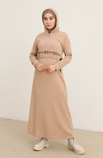 Beige Hijab Dress 0803-05