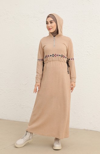 Beige Hijab Dress 0803-05