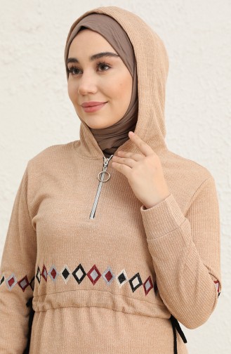 Beige Hijab Dress 0803-05