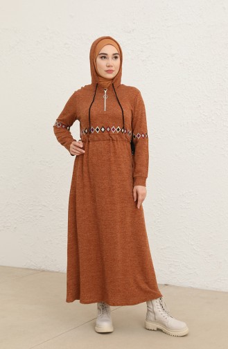 Braun Hijab Kleider 0803-06