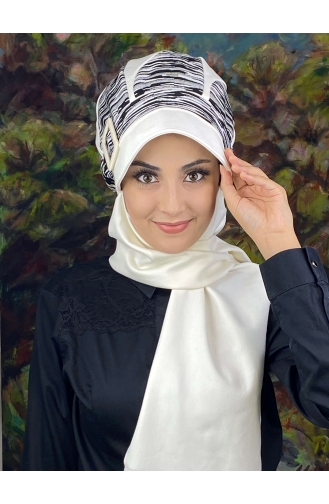 White Ready to Wear Turban 64EYL22ŞPK-01