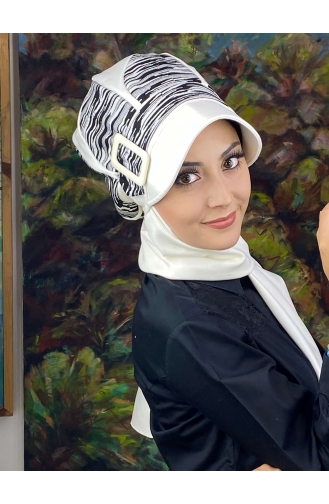 White Ready to Wear Turban 64EYL22ŞPK-01