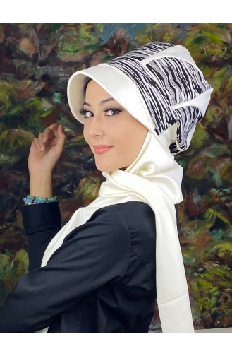 White Ready to Wear Turban 64EYL22ŞPK-01