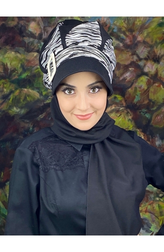 Schwarz Praktischer Turban 64EYL22ŞPK-03