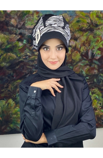 Schwarz Praktischer Turban 64EYL22ŞPK-03
