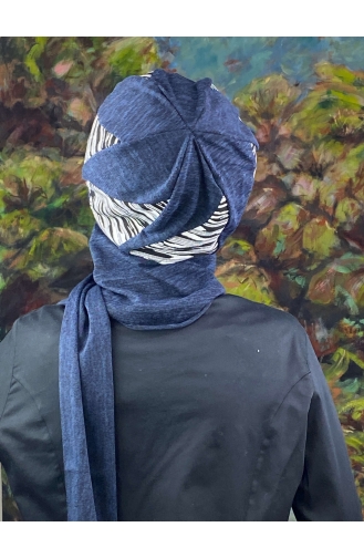 Navy Blue Ready to Wear Turban 64EYL22ŞPK-04