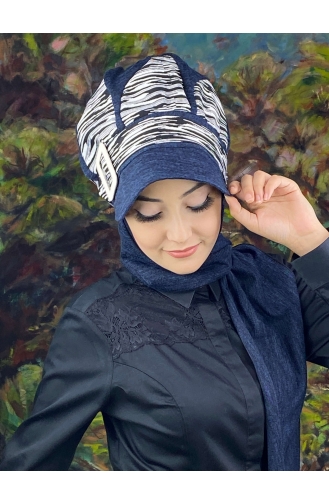 Navy Blue Ready to Wear Turban 64EYL22ŞPK-04