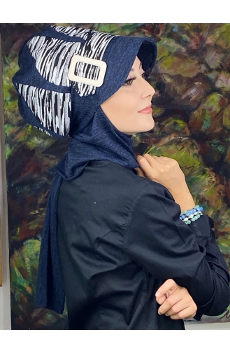 Navy Blue Ready to Wear Turban 64EYL22ŞPK-04