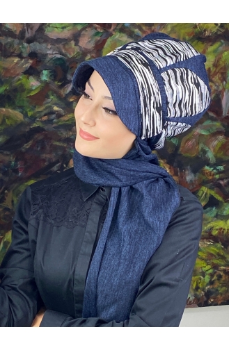 Navy Blue Ready to Wear Turban 64EYL22ŞPK-04