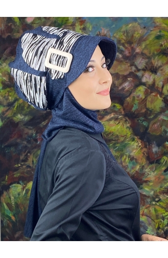 Navy Blue Ready to Wear Turban 64EYL22ŞPK-04