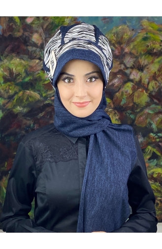 Navy Blue Ready to Wear Turban 64EYL22ŞPK-04