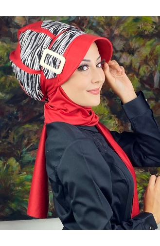 Red Ready to Wear Turban 64EYL22ŞPK-05