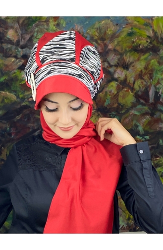 Red Ready to Wear Turban 64EYL22ŞPK-05