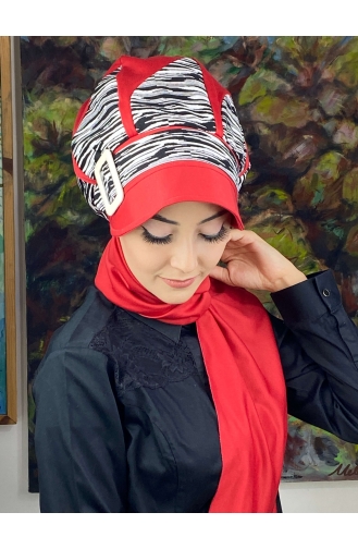 Red Ready to Wear Turban 64EYL22ŞPK-05