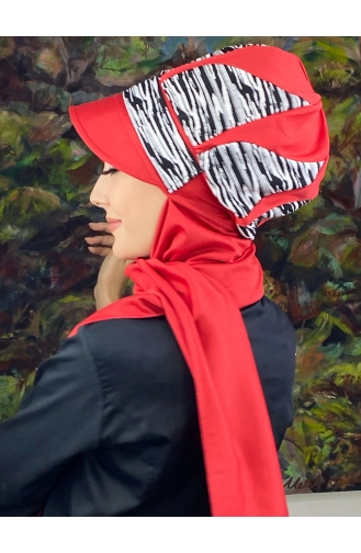 Red Ready to Wear Turban 64EYL22ŞPK-05