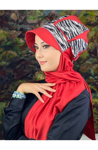 Red Ready to Wear Turban 64EYL22ŞPK-05