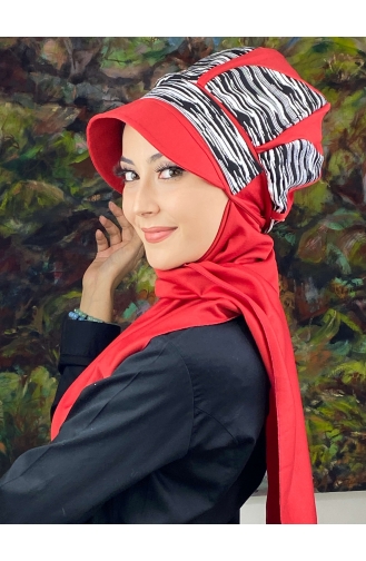 Red Ready to Wear Turban 64EYL22ŞPK-05
