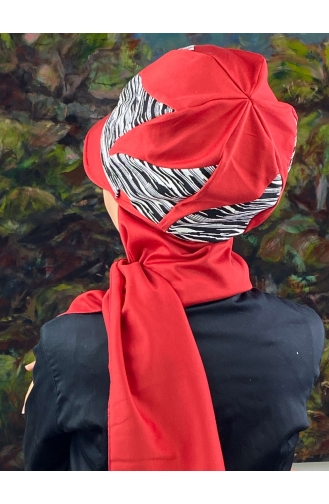 Red Ready to Wear Turban 64EYL22ŞPK-05