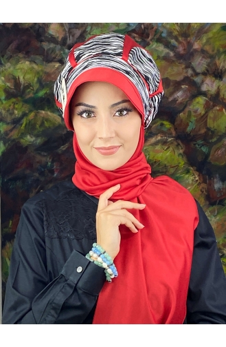 Red Ready to Wear Turban 64EYL22ŞPK-05