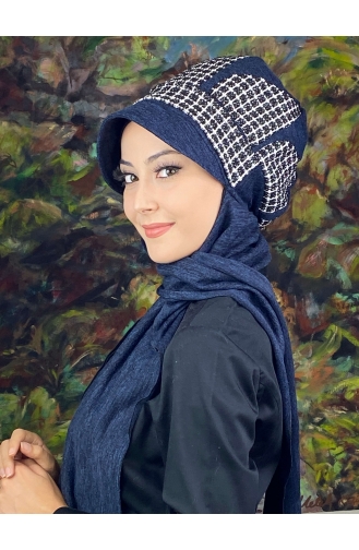 Navy Blue Ready to Wear Turban 14EYL22ŞPK-02