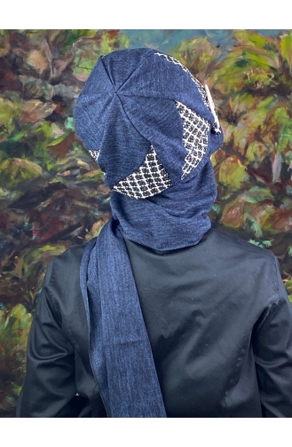 Navy Blue Ready to Wear Turban 14EYL22ŞPK-02