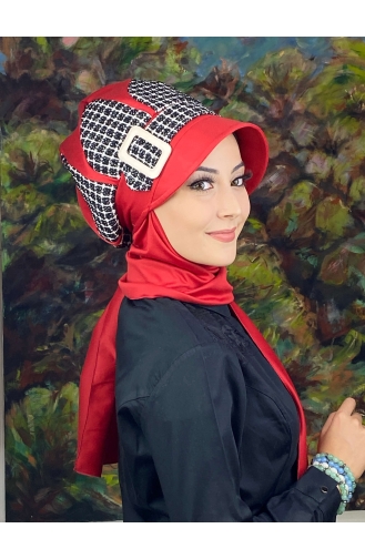 Rot Praktischer Turban 14EYL22ŞPK-04