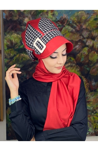 Red Ready to Wear Turban 14EYL22ŞPK-04