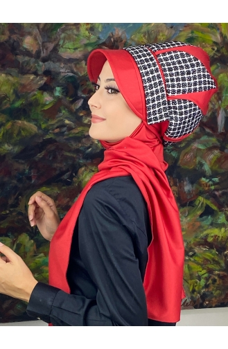 Red Ready to Wear Turban 14EYL22ŞPK-04