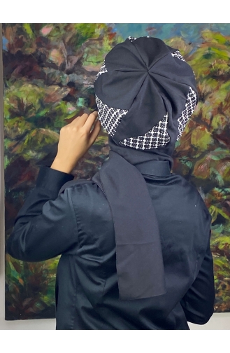 Black Ready to Wear Turban 14EYL22ŞPK-05