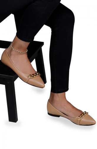 Dunkel-Beige Damen Ballerinas 0202-03