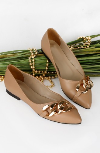Dunkel-Beige Damen Ballerinas 0205-02
