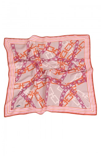 Oyya Soft Zincir Desen Eşarp 80971-05 Kiremit Fuşya