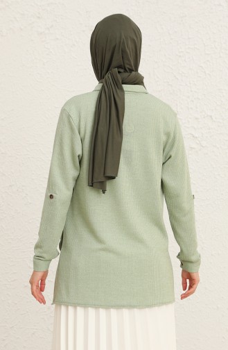 Fitilli Asimetrik Gömlek 0544-05 Mint Yeşili