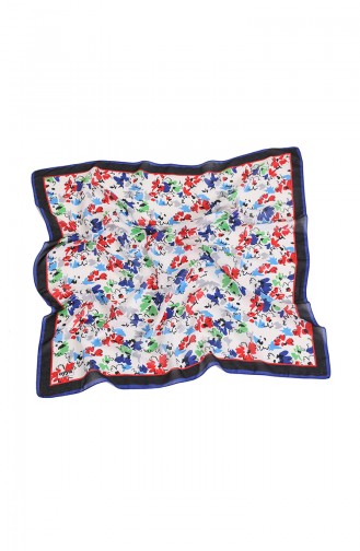 Oyya Soft Çiçek Desen Eşarp 80973-03 Saks Siyah