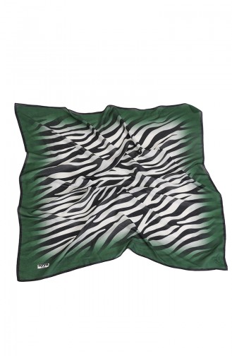 Oyya Soft Zebra Desen Eşarp 80974-06 Siyah Zümrüt Yeşili