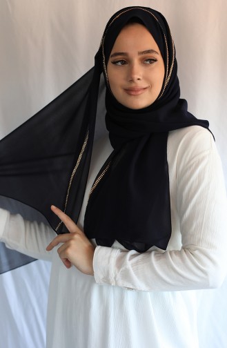 Navy Blue İslamitische Avondjurk 8419635-01