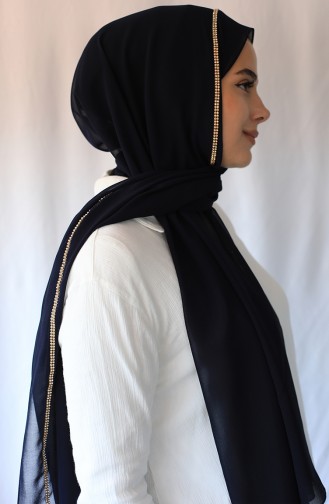 Navy Blue İslamitische Avondjurk 8419635-01