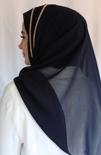 Navy Blue İslamitische Avondjurk 8419635-01