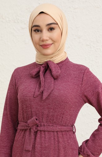 Fitilli Kuşaklı Elbise 0801-03 Mor