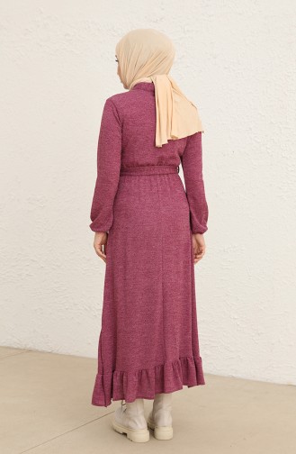 Fitilli Kuşaklı Elbise 0801-03 Mor
