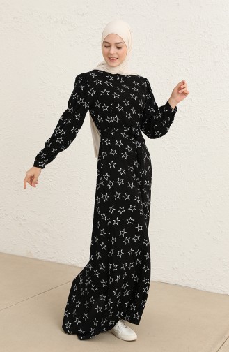 Schwarz Hijab Kleider 60291-01