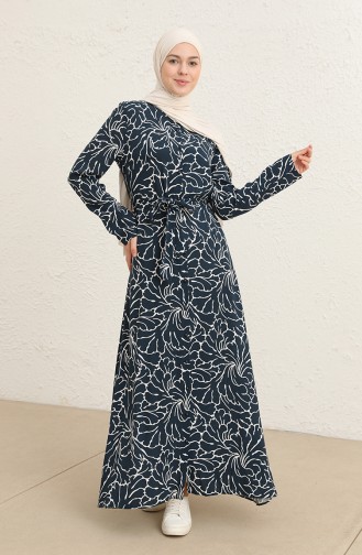 Navy Blue Hijab Dress 60294-01
