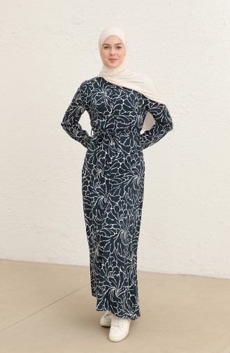 Navy Blue Hijab Dress 60294-01