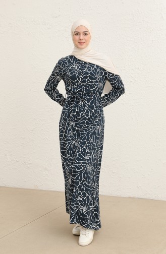 Navy Blue İslamitische Jurk 60294-01