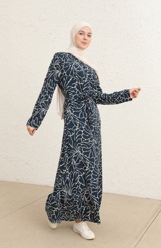 Navy Blue Hijab Dress 60294-01