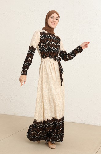 Beige Hijab Dress 60295-01