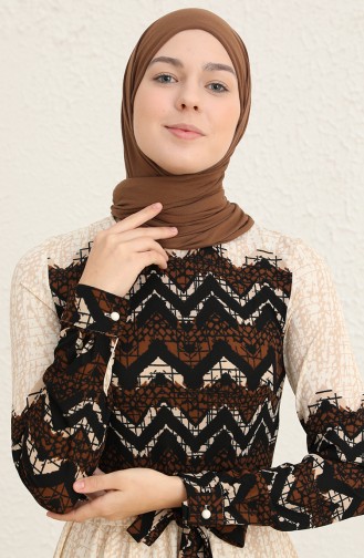 Beige Hijab Kleider 60295-01