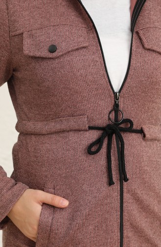 Fitilli Fermuarlı Tunik 0651-01 Koyu Gül Kurusu