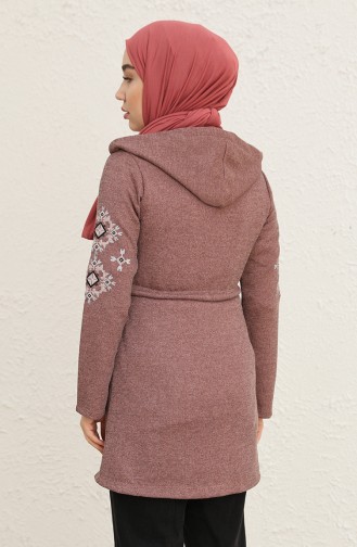 Fitilli Fermuarlı Tunik 0651-01 Koyu Gül Kurusu