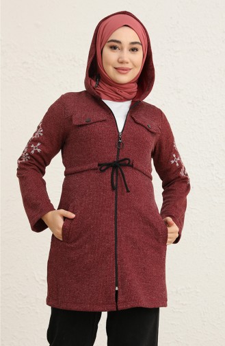 Fitilli Fermuarlı Tunik 0651-03 Bordo